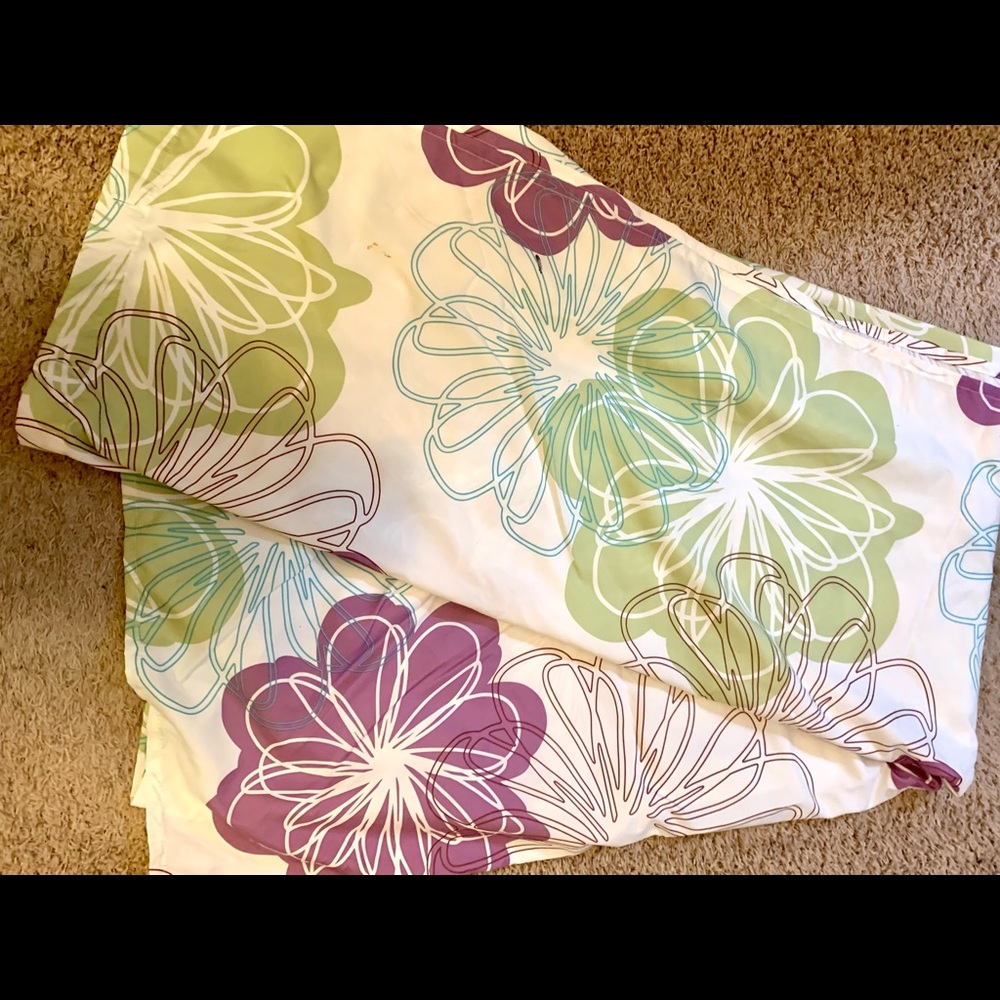 Shower Curtain Green/Purple Floral Colorful Fabric Bed Bath & Beyond Whimsical